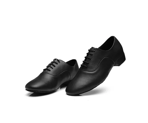 Men’s Black White Leather Latin Dance Shoes – Elegant & Performance-Ready - Image 3