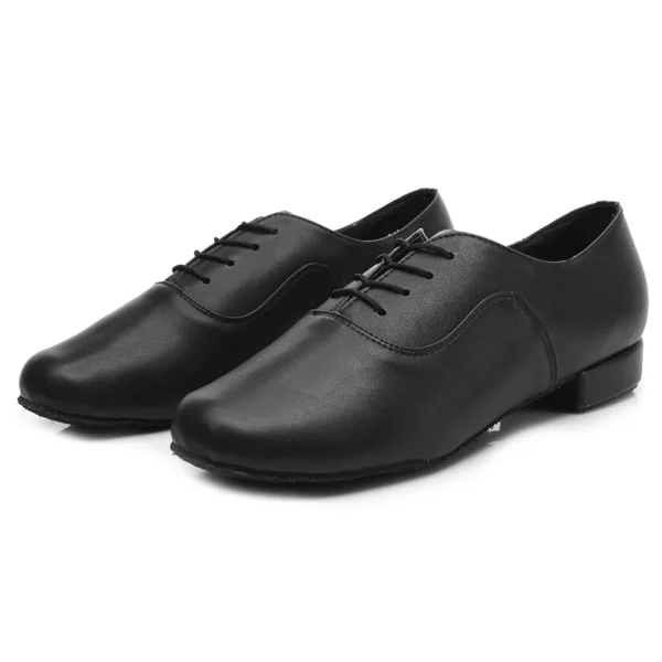 Men’s Black White Leather Latin Dance Shoes – Elegant & Performance-Ready - Image 11