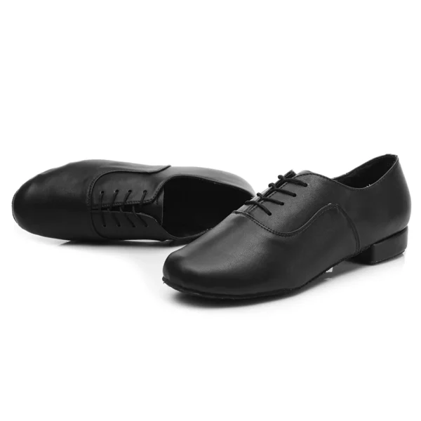 Men’s Black White Leather Latin Dance Shoes – Elegant & Performance-Ready - Image 7