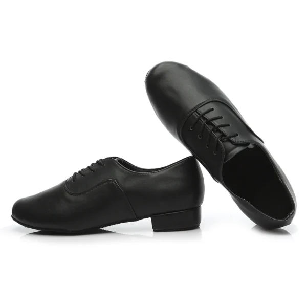 Men’s Black White Leather Latin Dance Shoes – Elegant & Performance-Ready - Image 9