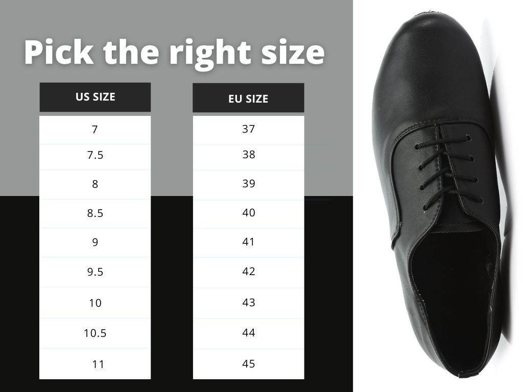 Men's Black Shoe Chart