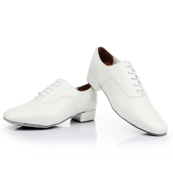 Men’s Black White Leather Latin Dance Shoes – Elegant & Performance-Ready - Image 2