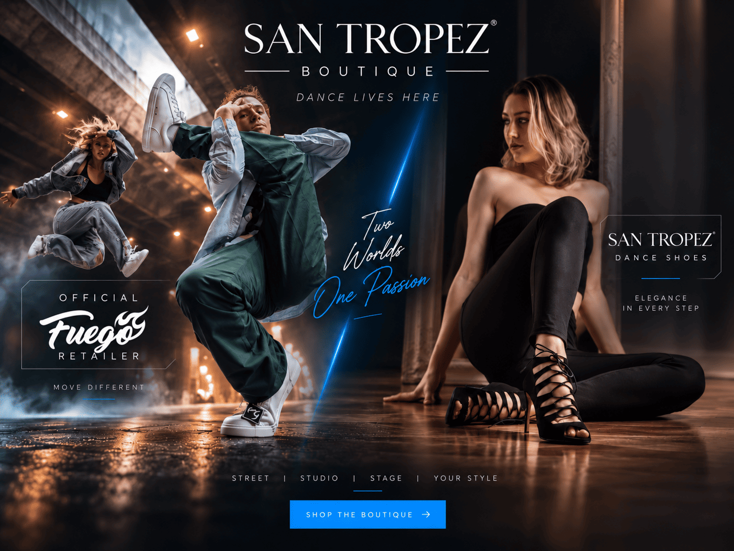San Tropez Boutique featuring Fuego dance sneakers and San Tropez Latin dance shoes